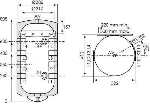 Ballon tampon au sol pour pompe à chaleur 400 litres - Somatherm